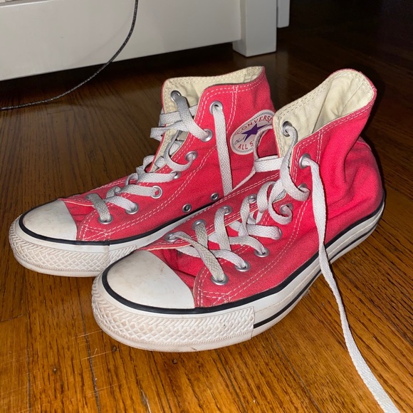 coral high top converse